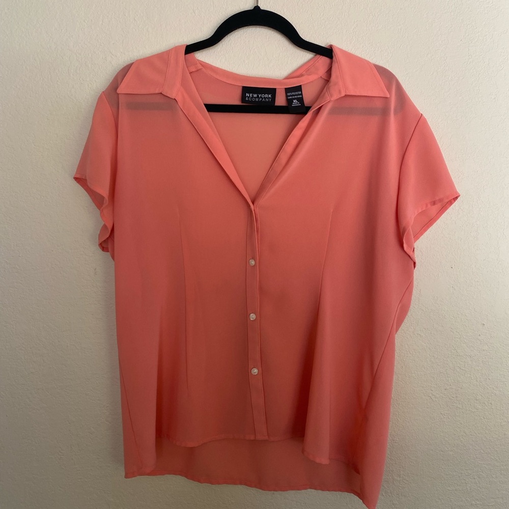 Coral chiffon blouse